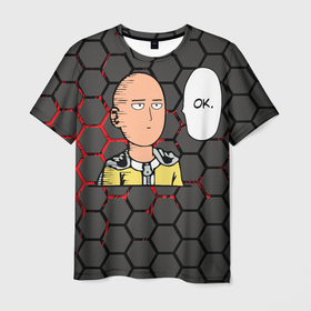 Мужская футболка 3D с принтом Сайтама согласен в Белгороде, 100% полиэфир | прямой крой, круглый вырез горловины, длина до линии бедер | anime | okay | one punch man | аниме | ван панч мен | ванпанчмен | ок