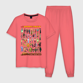 Мужская пижама хлопок с принтом Story Train в Тюмени, 100% хлопок | брюки и футболка прямого кроя, без карманов, на брюках мягкая резинка на поясе и по низу штанин
 | rick and morty | vdzabma | рик и морти