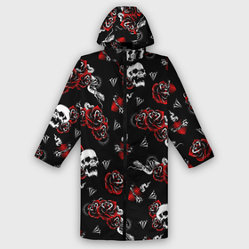 Дождевик унисекс 3D с принтом Черепа и розы в городе Новоалтайск,  |  | diamond | diamonds | gothic | heart | hearts | roses | skull | skulls | snake | snakes | tattoo | tattoos | брилианты | бриллианты | готика | готическая | готичная | змеи | змея | розы | сердца | сердце | тату | татуировка | татуировки | череп 