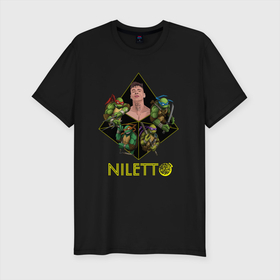 Мужская футболка премиум с принтом NILETTO в Тюмени, 92% хлопок, 8% лайкра | приталенный силуэт, круглый вырез ворота, длина до линии бедра, короткий рукав | niletto | клип | любимка | нилетто | песни | песня любимка | рэп