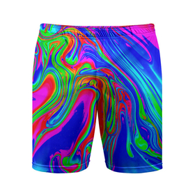Мужские шорты спортивные с принтом Краска ,  |  | абстракция | брызги | краска | лето | море | неон | океан | пальма | радуга | разводы | текстура | цвет краски