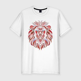 Мужская футболка хлопок Slim с принтом Лев в Белгороде, 92% хлопок, 8% лайкра | приталенный силуэт, круглый вырез ворота, длина до линии бедра, короткий рукав | лев | тигр | царь зверей