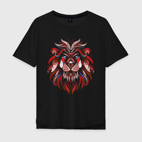 Мужская футболка хлопок Oversize с принтом Лев , 100% хлопок | свободный крой, круглый ворот, “спинка” длиннее передней части | лев | тигр | царь зверей