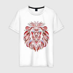 Мужская футболка хлопок с принтом Лев в Новосибирске, 100% хлопок | прямой крой, круглый вырез горловины, длина до линии бедер, слегка спущенное плечо. | лев | тигр | царь зверей