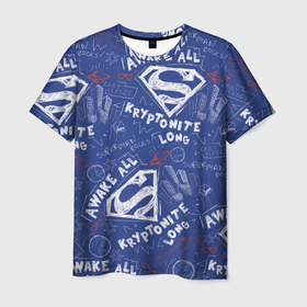 Мужская футболка 3D с принтом Awake all в Новосибирске, 100% полиэфир | прямой крой, круглый вырез горловины, длина до линии бедер | man | steel | superman | vdzajul | супермен | супермэн