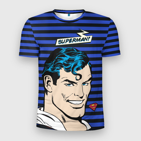 Мужская футболка 3D Slim с принтом Superman в Белгороде, 100% полиэстер с улучшенными характеристиками | приталенный силуэт, круглая горловина, широкие плечи, сужается к линии бедра | man | steel | superman | vdzajul | супермен | супермэн