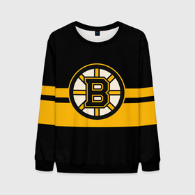 Мужской свитшот 3D с принтом BOSTON BRUINS NHL в Кировске, 100% полиэстер с мягким внутренним слоем | круглый вырез горловины, мягкая резинка на манжетах и поясе, свободная посадка по фигуре | black | boston | bruins | hockey | ice | logo | nhl | sport | usa | бостон | брюинз | логотип | нхл | спорт | хоккей
