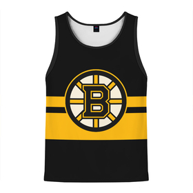 Мужская майка 3D с принтом BOSTON BRUINS NHL в Тюмени, 100% полиэстер | круглая горловина, приталенный силуэт, длина до линии бедра. Пройма и горловина окантованы тонкой бейкой | black | boston | bruins | hockey | ice | logo | nhl | sport | usa | бостон | брюинз | логотип | нхл | спорт | хоккей