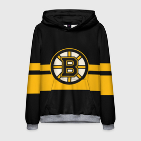 Мужская толстовка 3D с принтом BOSTON BRUINS NHL в Тюмени, 100% полиэстер | двухслойный капюшон со шнурком для регулировки, мягкие манжеты на рукавах и по низу толстовки, спереди карман-кенгуру с мягким внутренним слоем. | black | boston | bruins | hockey | ice | logo | nhl | sport | usa | бостон | брюинз | логотип | нхл | спорт | хоккей