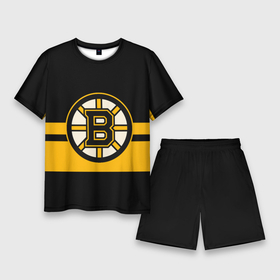 Мужской костюм с шортами 3D с принтом BOSTON BRUINS NHL в Курске,  |  | black | boston | bruins | hockey | ice | logo | nhl | sport | usa | бостон | брюинз | логотип | нхл | спорт | хоккей