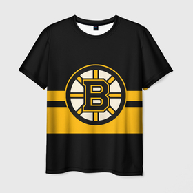 Мужская футболка 3D с принтом BOSTON BRUINS NHL , 100% полиэфир | прямой крой, круглый вырез горловины, длина до линии бедер | black | boston | bruins | hockey | ice | logo | nhl | sport | usa | бостон | брюинз | логотип | нхл | спорт | хоккей