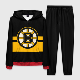 Мужской костюм 3D с принтом BOSTON BRUINS NHL в Санкт-Петербурге, 100% полиэстер | Манжеты и пояс оформлены тканевой резинкой, двухслойный капюшон со шнурком для регулировки, карманы спереди | Тематика изображения на принте: black | boston | bruins | hockey | ice | logo | nhl | sport | usa | бостон | брюинз | логотип | нхл | спорт | хоккей