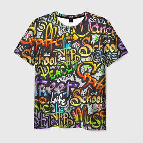 Мужская футболка 3D с принтом Уличные граффити в Петрозаводске, 100% полиэфир | прямой крой, круглый вырез горловины, длина до линии бедер | 1990 | 1990 е | 1990е | 90 е | 90е | crazy | dance | graffiti | graffity | hip hop | life | music | old school | oldschool | rap | street | style | west coast | безумные | графити | граффити | девяностые | классика | мир | музыка | олдскул | реп