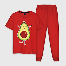 Мужская пижама хлопок с принтом Милое авокадо в Тюмени, 100% хлопок | брюки и футболка прямого кроя, без карманов, на брюках мягкая резинка на поясе и по низу штанин
 | авокадо | милое