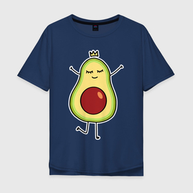 Мужская футболка хлопок Oversize с принтом Милое авокадо в Тюмени, 100% хлопок | свободный крой, круглый ворот, “спинка” длиннее передней части | Тематика изображения на принте: авокадо | милое