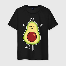 Мужская футболка хлопок с принтом Милое авокадо в Белгороде, 100% хлопок | прямой крой, круглый вырез горловины, длина до линии бедер, слегка спущенное плечо. | авокадо | милое