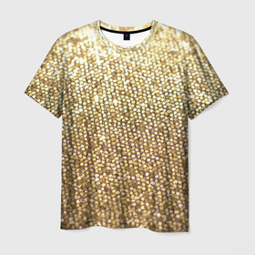 Мужская футболка 3D с принтом Блёстки , 100% полиэфир | прямой крой, круглый вырез горловины, длина до линии бедер | блеск | блёстки | блестяшки | золото