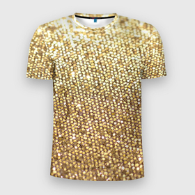 Мужская футболка 3D спортивная с принтом Блёстки в Белгороде, 100% полиэстер с улучшенными характеристиками | приталенный силуэт, круглая горловина, широкие плечи, сужается к линии бедра | блеск | блёстки | блестяшки | золото