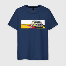 Мужская футболка хлопок с принтом Audi в Тюмени, 100% хлопок | прямой крой, круглый вырез горловины, длина до линии бедер, слегка спущенное плечо. | audi | quattro | race | rally | ауди | гонки | кватро | ралли