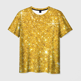 Мужская футболка 3D с принтом Золотой блеск в Белгороде, 100% полиэфир | прямой крой, круглый вырез горловины, длина до линии бедер | Тематика изображения на принте: блеск | золото | сияние | стразы