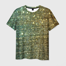 Мужская футболка 3D с принтом Бирюзовый блеск в Екатеринбурге, 100% полиэфир | прямой крой, круглый вырез горловины, длина до линии бедер | бирюзовый | блеск | блестящая пыль | зелёный | стразы