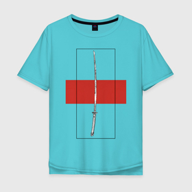 Мужская футболка хлопок Oversize с принтом Samurai sword в Екатеринбурге, 100% хлопок | свободный крой, круглый ворот, “спинка” длиннее передней части | катана | меч | самураи | самурай | япония