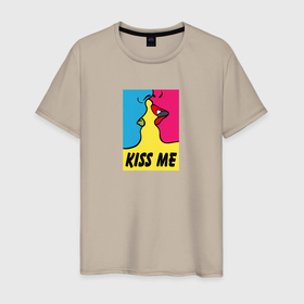 Мужская футболка хлопок с принтом Kiss Me в Екатеринбурге, 100% хлопок | прямой крой, круглый вырез горловины, длина до линии бедер, слегка спущенное плечо. | Тематика изображения на принте: casual | color | colors | kiss | kiss me | kissing | love | pop art | popart | в стиле | комикс | комиксов | люблю | любовь | меня | модная | модный | поп арт | поп арта | поцелуй | разноцветный | цвета | цветной | целовать | 