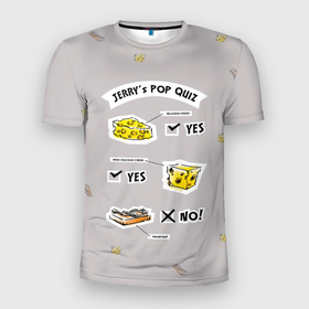 Мужская футболка 3D Slim с принтом JERRY S POP QUIZ в Новосибирске, 100% полиэстер с улучшенными характеристиками | приталенный силуэт, круглая горловина, широкие плечи, сужается к линии бедра | spike | tom  jerry | tom and jerry | tomjerry | tuffy | vdgerir | мамочка два тапочка | том и джери | том и джерри