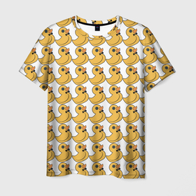 Мужская футболка 3D с принтом Утки в Новосибирске, 100% полиэфир | прямой крой, круглый вырез горловины, длина до линии бедер | игрушка | мистер утка | официальная уточка | резиновые уточки | утка | утка с бабочкой | утки | фон уток