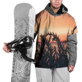 Накидка на куртку 3D с принтом Трава растение закат силуэт , 100% полиэстер |  | Тематика изображения на принте: закат | кусты | лето | на каждый день | природа | рассвет | растение | свет | силуэт