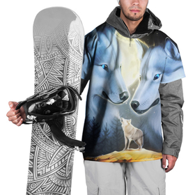 Накидка на куртку 3D с принтом ВОЛК В НОЧИ(D) в Тюмени, 100% полиэстер |  | wolf | волк | волки | волчица | животные | одинокий волк