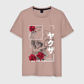 Мужская футболка хлопок с принтом Vaporwave череп в Курске, 100% хлопок | прямой крой, круглый вырез горловины, длина до линии бедер, слегка спущенное плечо. | glitch | japan | japanese | kanji | kyoto | red | roses | skull | tokyo | trendy | vaporwave | белый | геометрическая | геометрия | иероглифы | кандзи | катакана | киото | красные | розы | токио | тренд | хирагана | цветы | цифры | череп | шипы