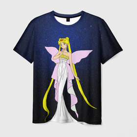 Мужская футболка 3D с принтом Принцесса Серенити в Санкт-Петербурге, 100% полиэфир | прямой крой, круглый вырез горловины, длина до линии бедер | Тематика изображения на принте: bunny | luna | princess | sailormoon | serenity | stars | tsukino | usagi | wings | ангел | девушка | детские | звездная | звезды | королева | корона | космические | крылья | луна | любовь | малышка | радуга | сейлормун | токио | усаги