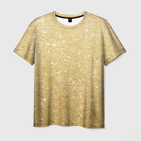 Мужская футболка 3D с принтом Золотой песок в Новосибирске, 100% полиэфир | прямой крой, круглый вырез горловины, длина до линии бедер | блеск | блёстки | золото | песок | розовое золото | розовый | сияние | стразы