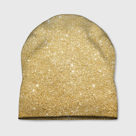 Шапка 3D с принтом Золотой песок в Курске, 100% полиэстер | универсальный размер, печать по всей поверхности изделия | блеск | блёстки | золото | песок | розовое золото | розовый | сияние | стразы