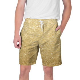 Мужские шорты 3D с принтом Золотой песок в Тюмени,  полиэстер 100% | прямой крой, два кармана без застежек по бокам. Мягкая трикотажная резинка на поясе, внутри которой широкие завязки. Длина чуть выше колен | блеск | блёстки | золото | песок | розовое золото | розовый | сияние | стразы