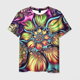 Мужская футболка 3D с принтом Абстракция в Екатеринбурге, 100% полиэфир | прямой крой, круглый вырез горловины, длина до линии бедер | abstract | абстрактно | абстрактные | абстрактный | абстракция | узор | узорчик | узоры | цветок | цветы