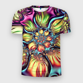 Мужская футболка 3D Slim с принтом Абстракция в Новосибирске, 100% полиэстер с улучшенными характеристиками | приталенный силуэт, круглая горловина, широкие плечи, сужается к линии бедра | abstract | абстрактно | абстрактные | абстрактный | абстракция | узор | узорчик | узоры | цветок | цветы