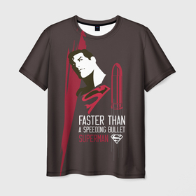 Мужская футболка 3D с принтом Faster than a speeding bullet в Тюмени, 100% полиэфир | прямой крой, круглый вырез горловины, длина до линии бедер | man | steel | superman | vdzajul | супермен | супермэн