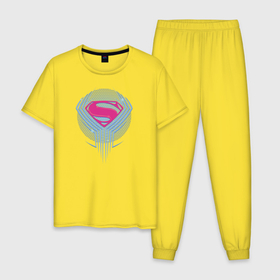 Мужская пижама хлопок с принтом Superman в Санкт-Петербурге, 100% хлопок | брюки и футболка прямого кроя, без карманов, на брюках мягкая резинка на поясе и по низу штанин
 | justice league movie (2017) | superman | vdpartat | знак | лига справедливости | логотип | супермен
