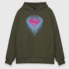 Мужское худи Oversize хлопок с принтом Superman в Екатеринбурге, френч-терри — 70% хлопок, 30% полиэстер. Мягкий теплый начес внутри —100% хлопок | боковые карманы, эластичные манжеты и нижняя кромка, капюшон на магнитной кнопке | justice league movie (2017) | superman | vdpartat | знак | лига справедливости | логотип | супермен