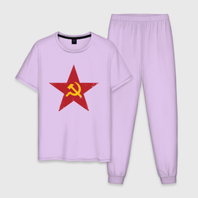 Мужская пижама хлопок с принтом Звезда СССР , 100% хлопок | брюки и футболка прямого кроя, без карманов, на брюках мягкая резинка на поясе и по низу штанин
 | communism | lenin | retro | socialism | soviet | soyuz | stalin | union | ussr | vintage | винтаж | звезда | классика | классический | коба | коммунизм | ленин | лого | логотип | молот | ретро | серп | символ | советский | социализ