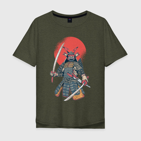 Мужская футболка хлопок Oversize с принтом Samurai в Тюмени, 100% хлопок | свободный крой, круглый ворот, “спинка” длиннее передней части | Тематика изображения на принте: akira | empire | ghost of tsushima | japan | japanese | jin sakai | kurosava | kurosawa | mongol | samurai | верность | дзин сакай | империя | куросава | монголы | монгольская | призрак | призраки | самурай | тсусимы | хан | ханство | хотун