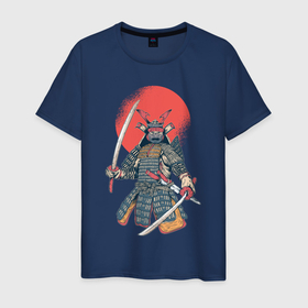 Мужская футболка хлопок с принтом Samurai в Екатеринбурге, 100% хлопок | прямой крой, круглый вырез горловины, длина до линии бедер, слегка спущенное плечо. | akira | empire | ghost of tsushima | japan | japanese | jin sakai | kurosava | kurosawa | mongol | samurai | верность | дзин сакай | империя | куросава | монголы | монгольская | призрак | призраки | самурай | тсусимы | хан | ханство | хотун
