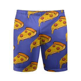 Мужские шорты спортивные с принтом Кусочки пиццы ,  |  | pizza | колбаски | кусочки пиццы | паперонни | пицца | сырная пицца