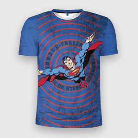 Мужская футболка 3D Slim с принтом Faster в Курске, 100% полиэстер с улучшенными характеристиками | приталенный силуэт, круглая горловина, широкие плечи, сужается к линии бедра | man | steel | superman | vdzajul | супермен | супермэн