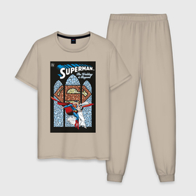 Мужская пижама хлопок с принтом The wedding в Тюмени, 100% хлопок | брюки и футболка прямого кроя, без карманов, на брюках мягкая резинка на поясе и по низу штанин
 | man | steel | superman | vdzajul | супермен | супермэн