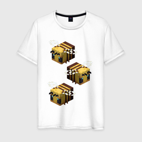 Мужская футболка хлопок с принтом minecraft bee в Петрозаводске, 100% хлопок | прямой крой, круглый вырез горловины, длина до линии бедер, слегка спущенное плечо. | Тематика изображения на принте: майнкрафт | пчела