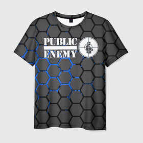 Мужская футболка 3D с принтом PUBLIC ENEMY в Санкт-Петербурге, 100% полиэфир | прямой крой, круглый вырез горловины, длина до линии бедер | Тематика изображения на принте: public enemy | rap | музыка | паблик энеми | рэп