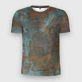 Мужская футболка 3D спортивная с принтом Rusty Metal в Новосибирске, 100% полиэстер с улучшенными характеристиками | приталенный силуэт, круглая горловина, широкие плечи, сужается к линии бедра | грязный | краски | металл | разводы | ржавчина | текстура | темный | узор